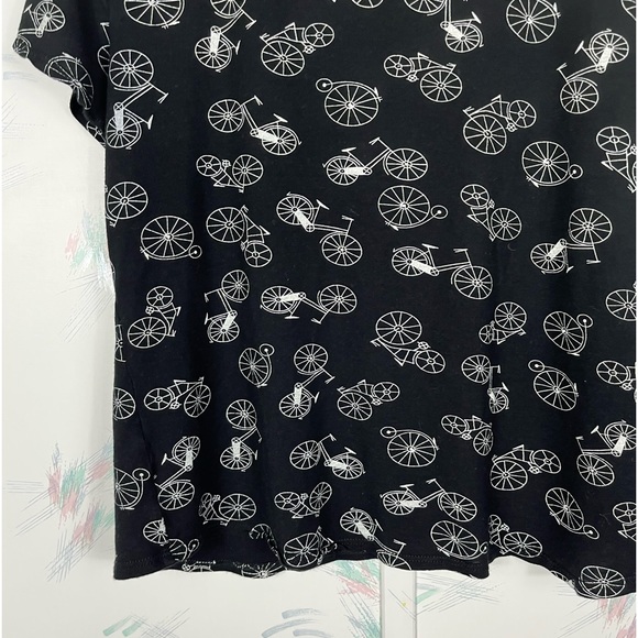 Anthropologie W5 Black Bicycle Print Short Sleeve Top Medium - Picture 3 of 8